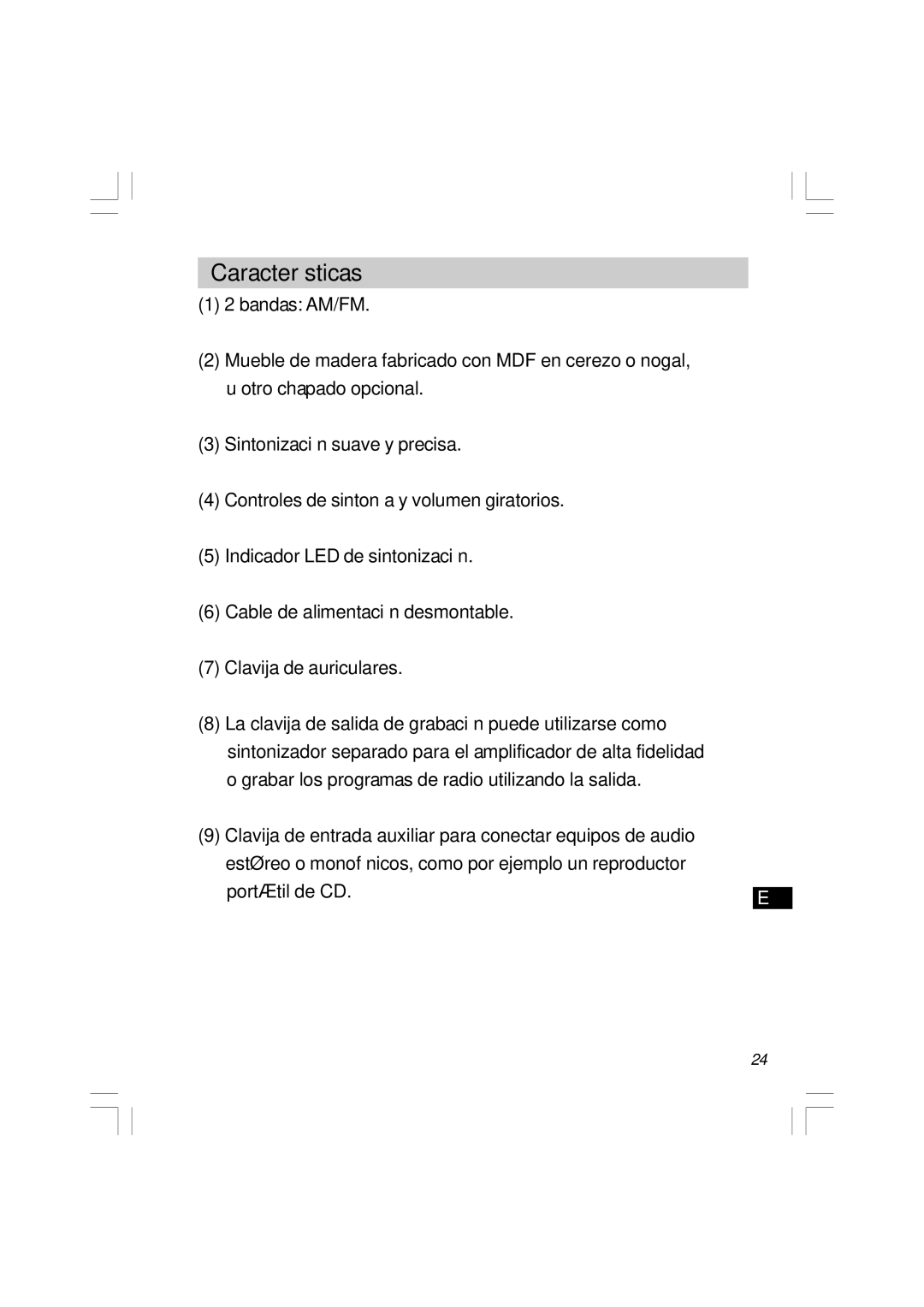 Sangean Electronics WR-11 manual Características 