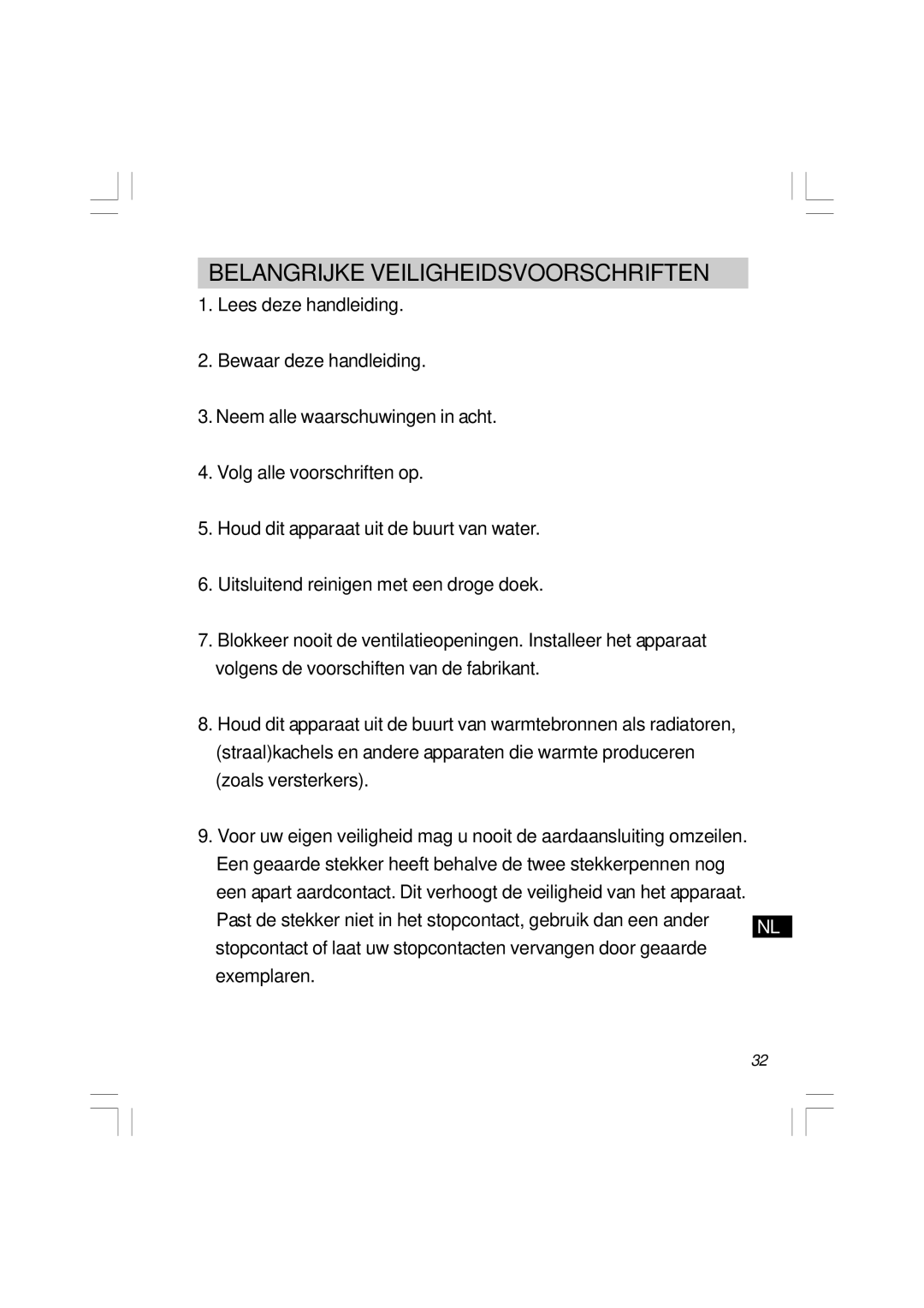 Sangean Electronics WR-11 manual Belangrijke Veiligheidsvoorschriften 