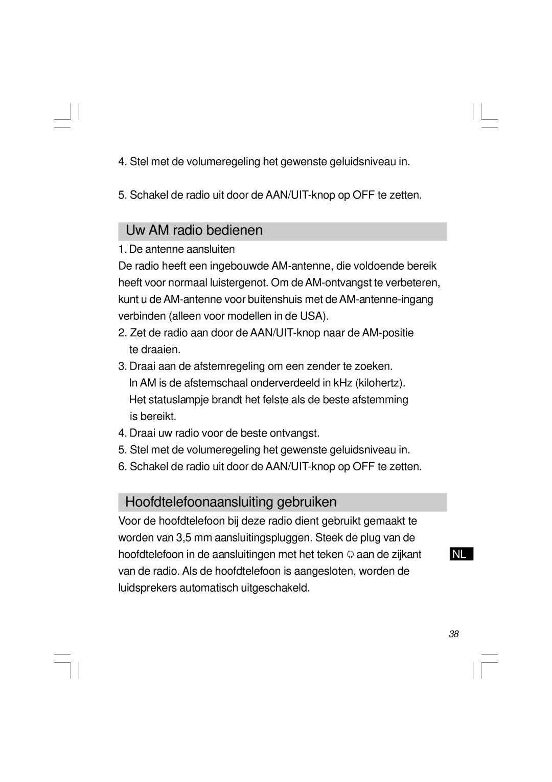 Sangean Electronics WR-11 manual Uw AM radio bedienen, Hoofdtelefoonaansluiting gebruiken 