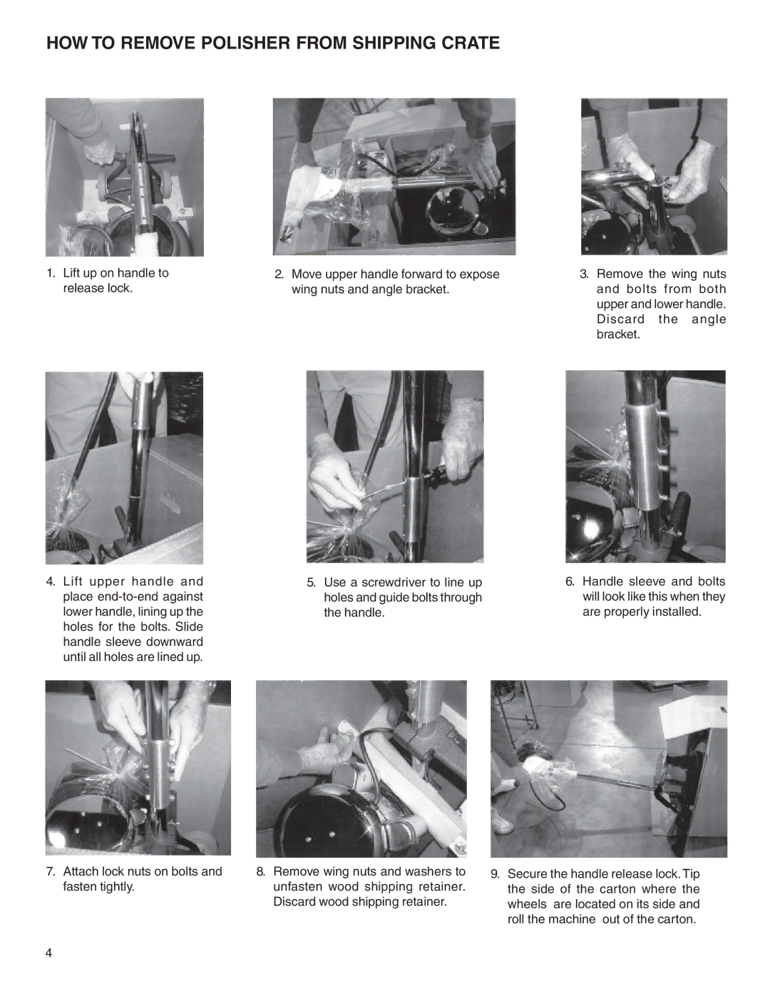 Sanitaire 6000 warranty HOW to Remove Polisher from Shipping Crate 