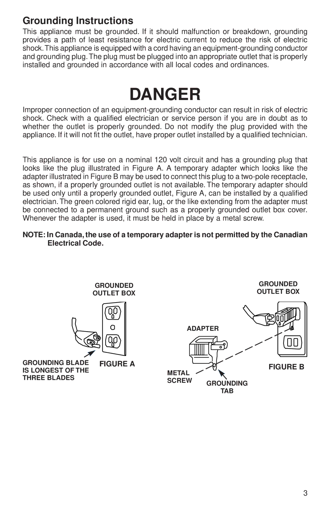 Sanitaire 680 Series warranty Grounding Instructions, Figure B 