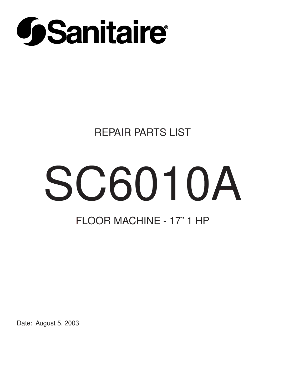 Sanitaire SC6010A manual 