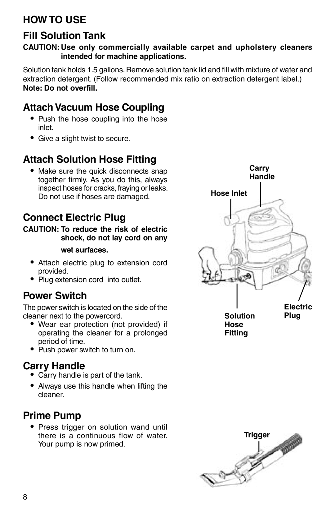 Sanitaire SC6070 Series warranty HOW to USE 