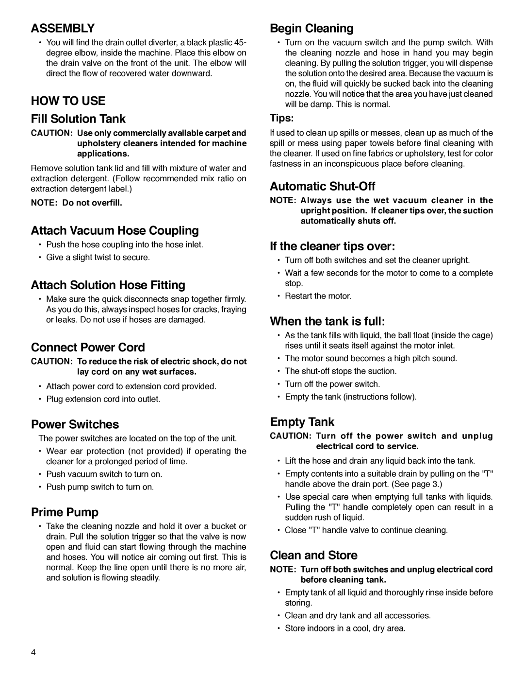 Sanitaire SC6080 warranty Assembly, HOW to USE 