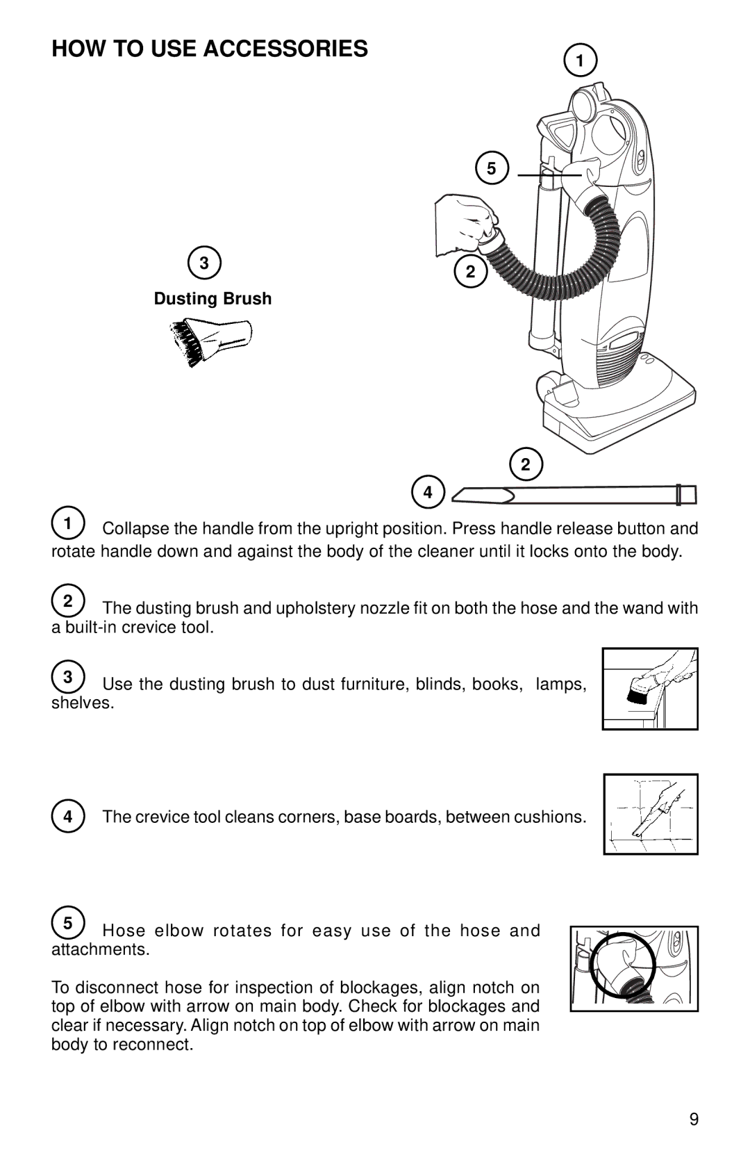 Sanitaire SC785 SERIES warranty HOW to USE Accessories, Dusting Brush 