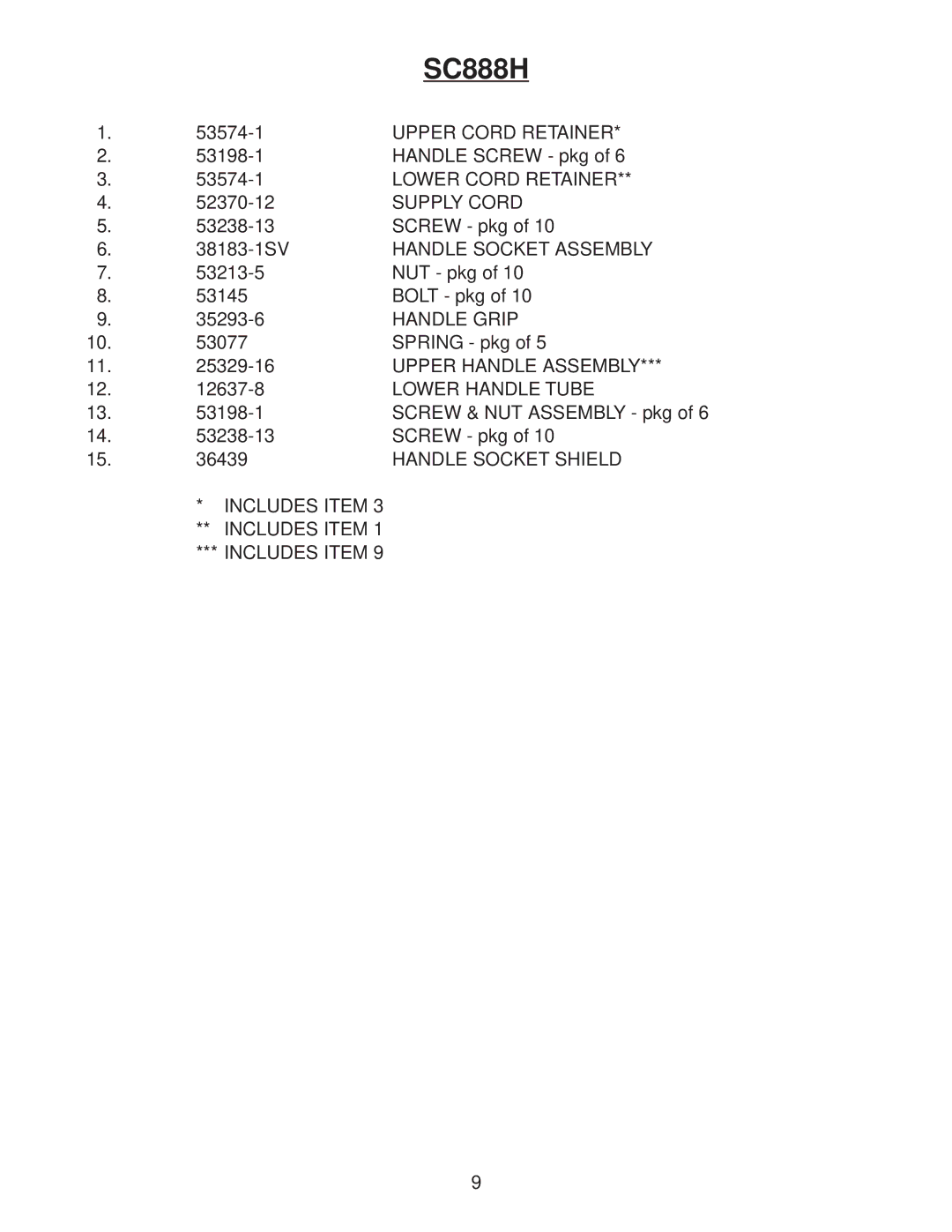 Sanitaire SC888H manual Upper Cord Retainer 