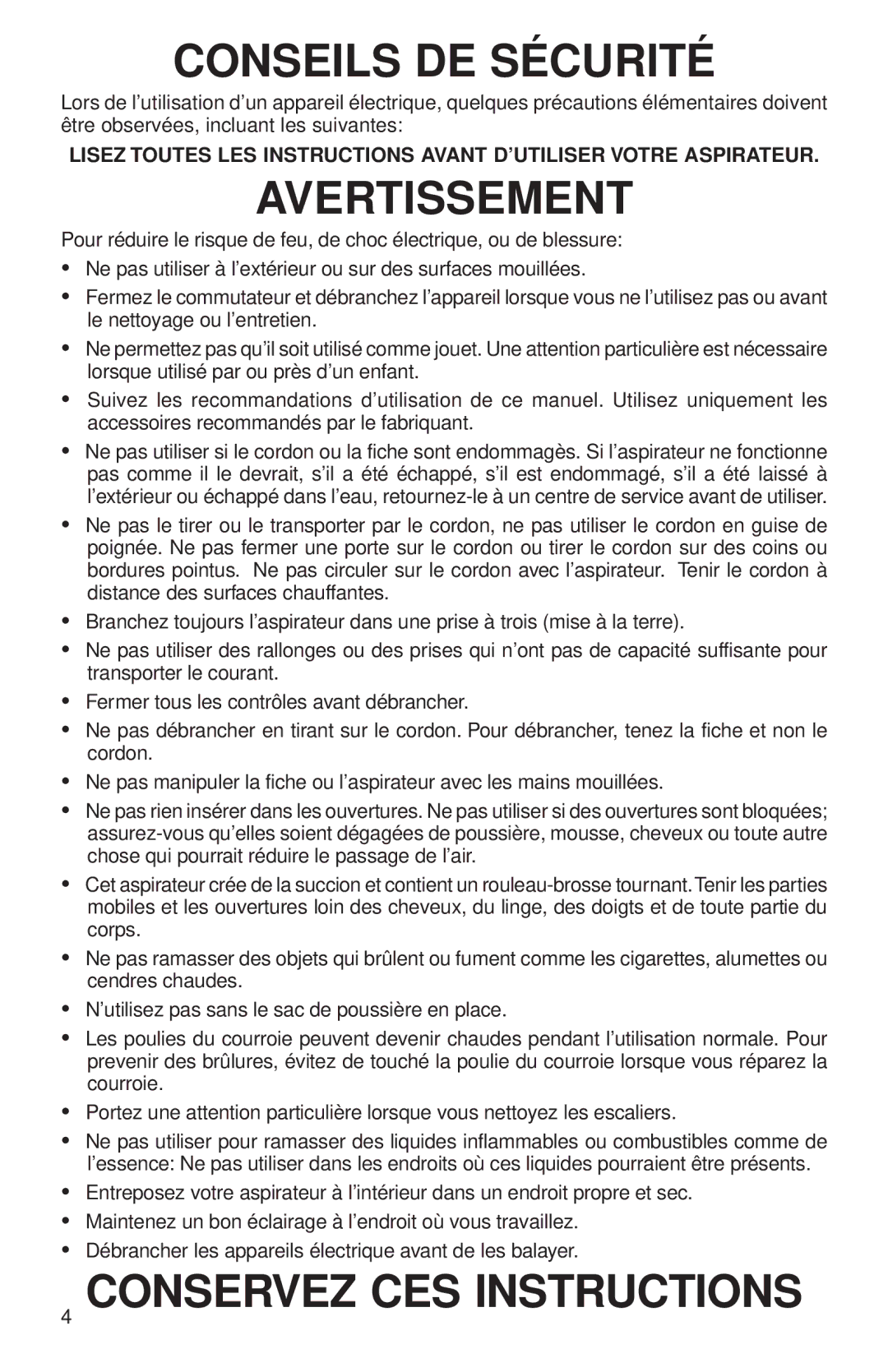 Sanitaire SC899 warranty Conseils DE Sécurité 