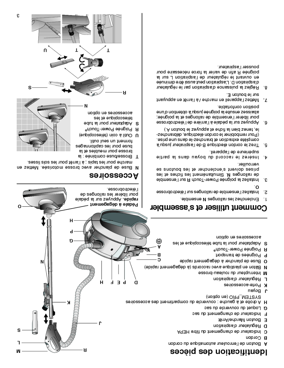 Sanitaire SP6951 warranty Accessoires, Sʼassembler et utiliser Comment 