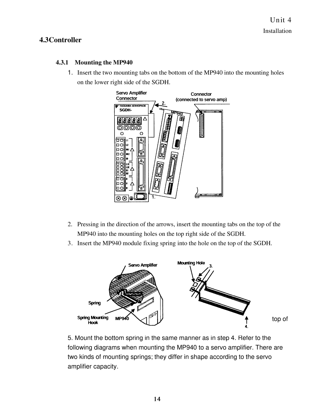 Sankyo 11AR manual 3Controller, Mounting the MP940 