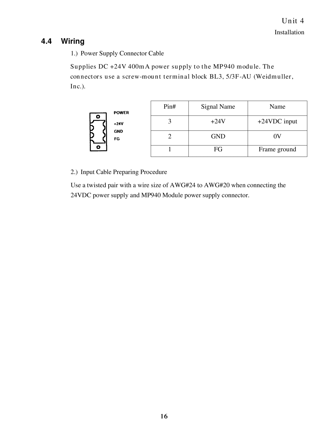 Sankyo 11AR manual Wiring, Power Supply Connector Cable 