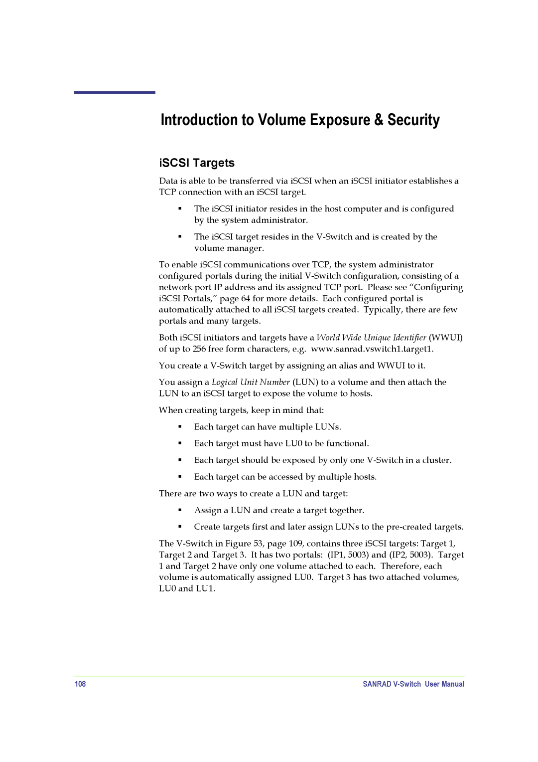 SANRAD V-Switch manual Introduction to Volume Exposure & Security, 108 