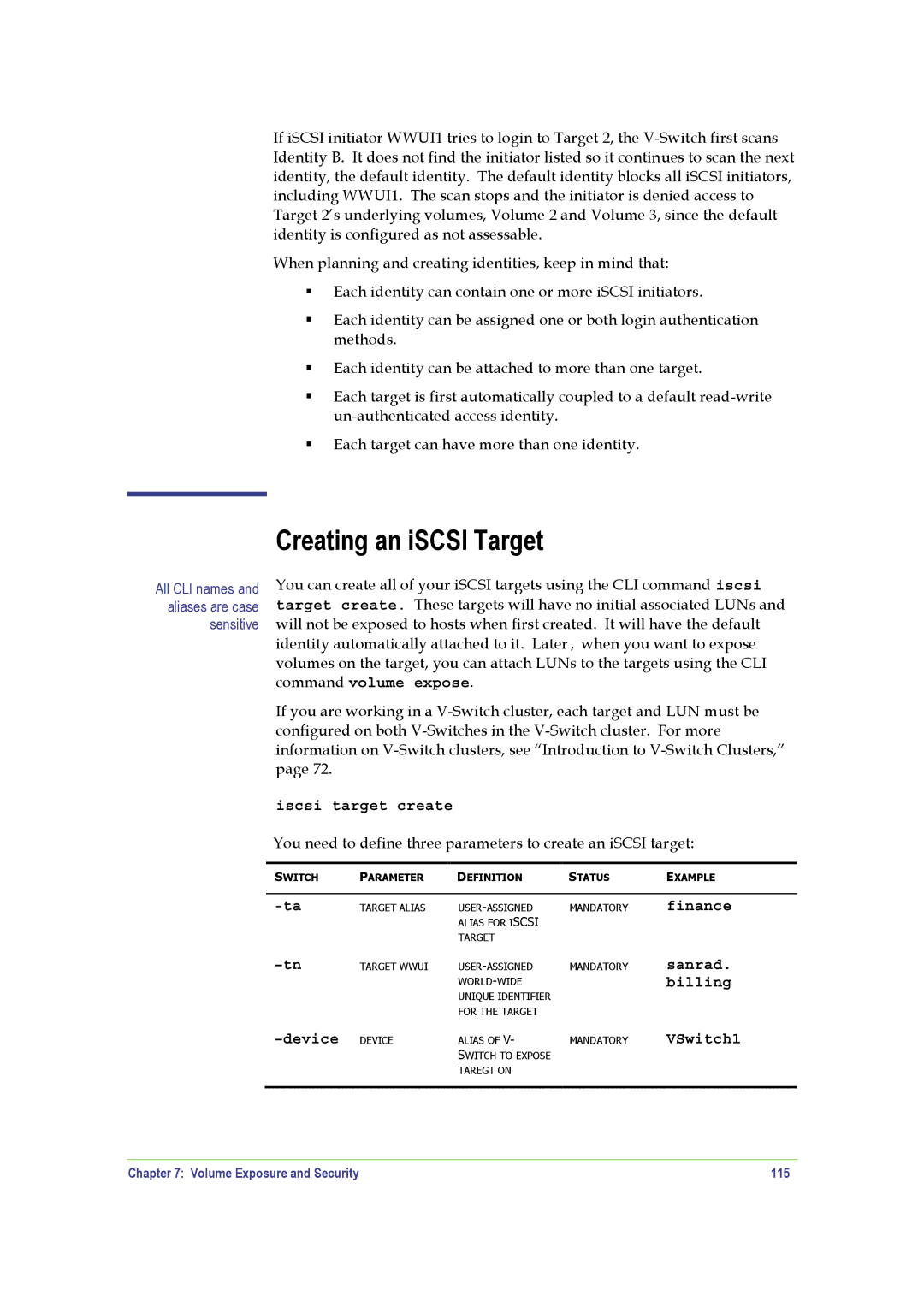 SANRAD V-Switch manual Creating an iSCSI Target 