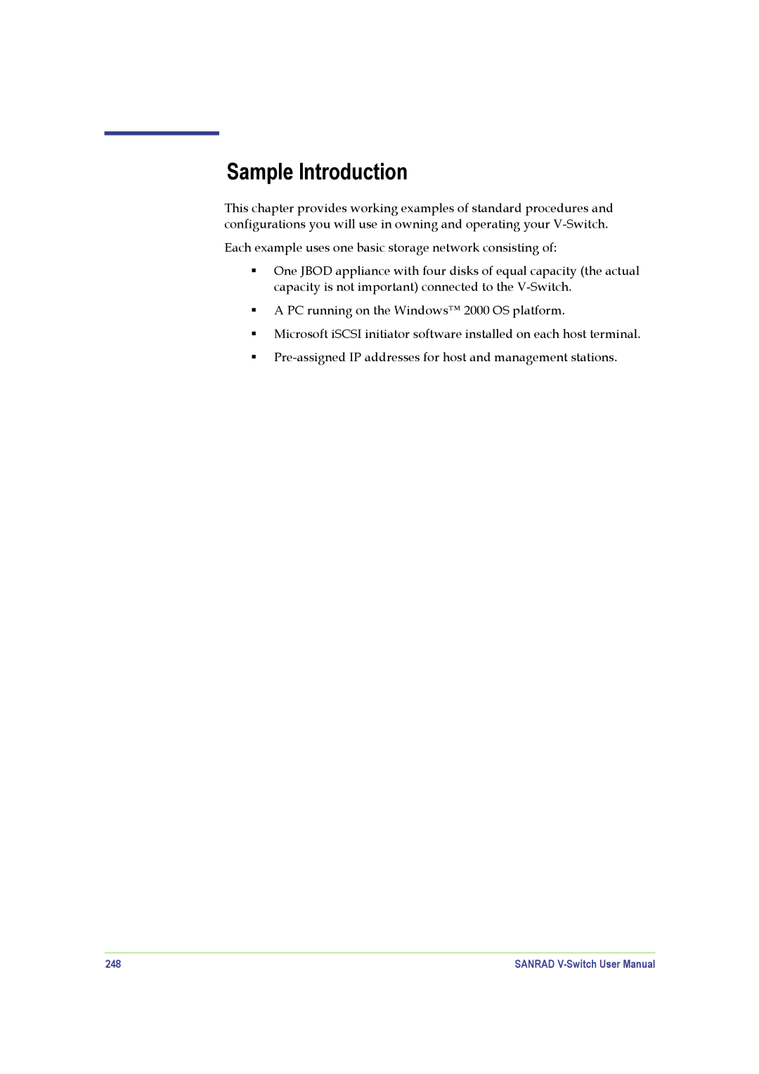 SANRAD V-Switch manual Sample Introduction, 248 