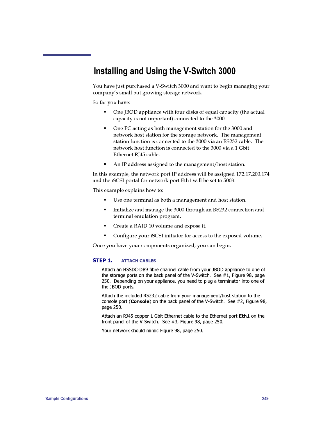 SANRAD manual Installing and Using the V-Switch, Sample Configurations 249 