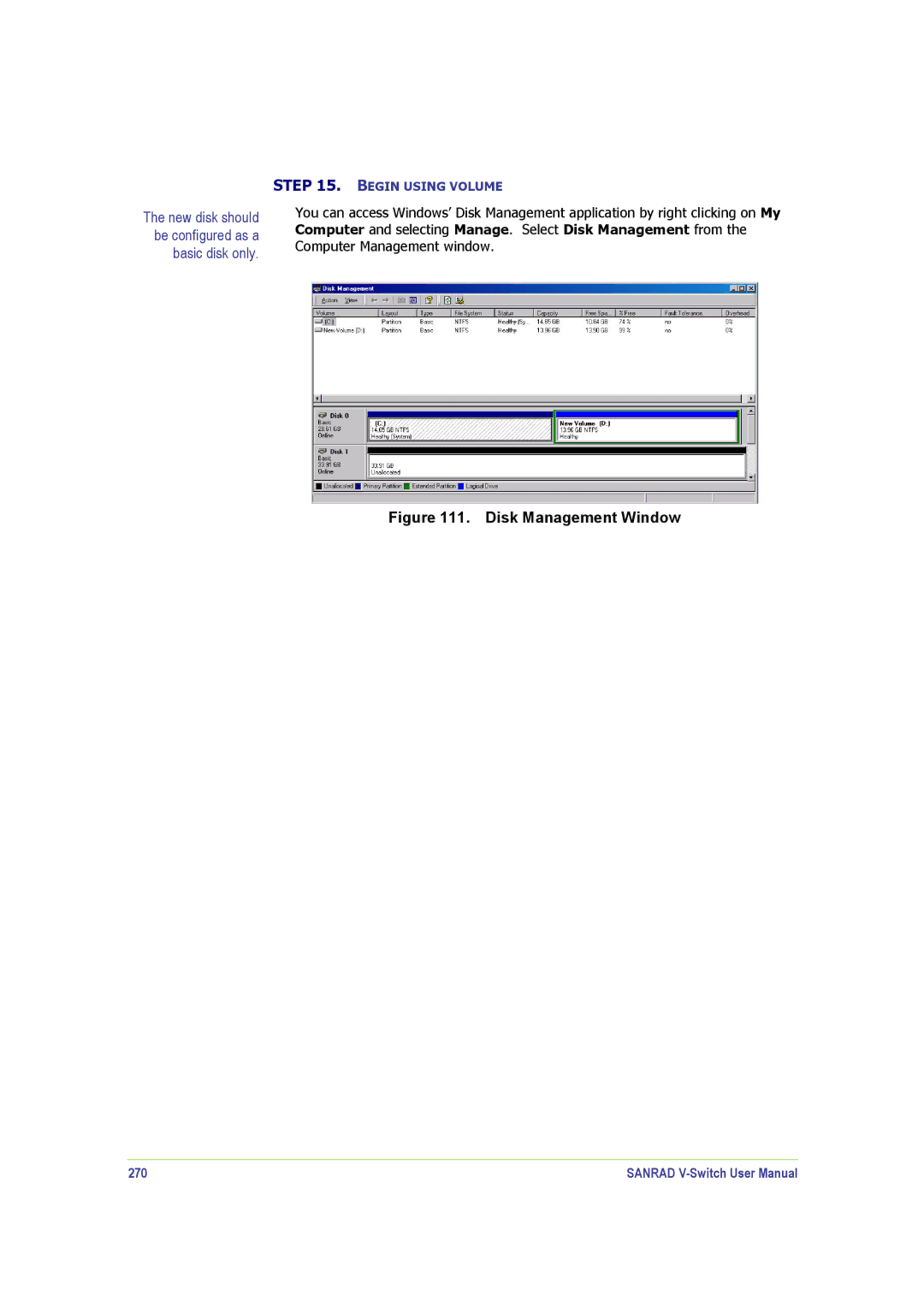 SANRAD V-Switch manual Disk Management Window, 270 