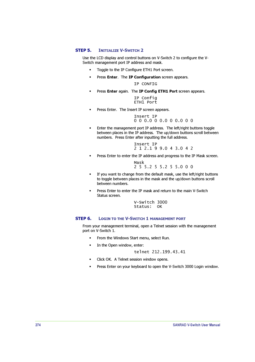 SANRAD V-Switch manual 274 