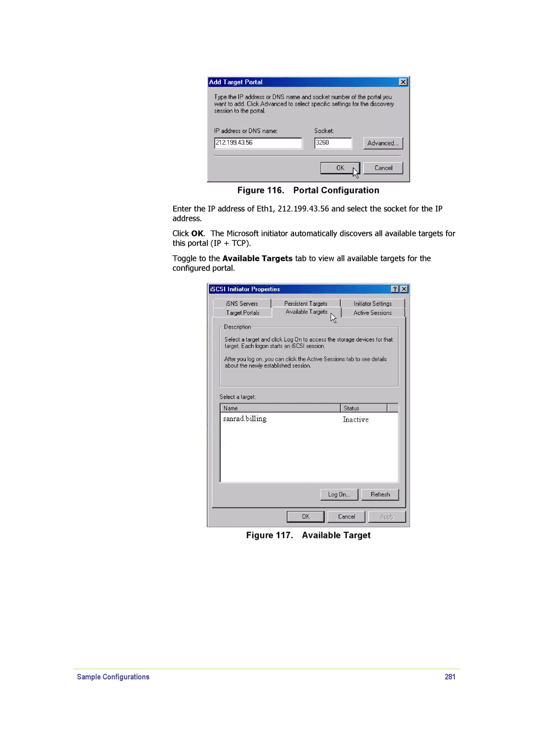 SANRAD V-Switch manual Portal Configuration, Sample Configurations 281 