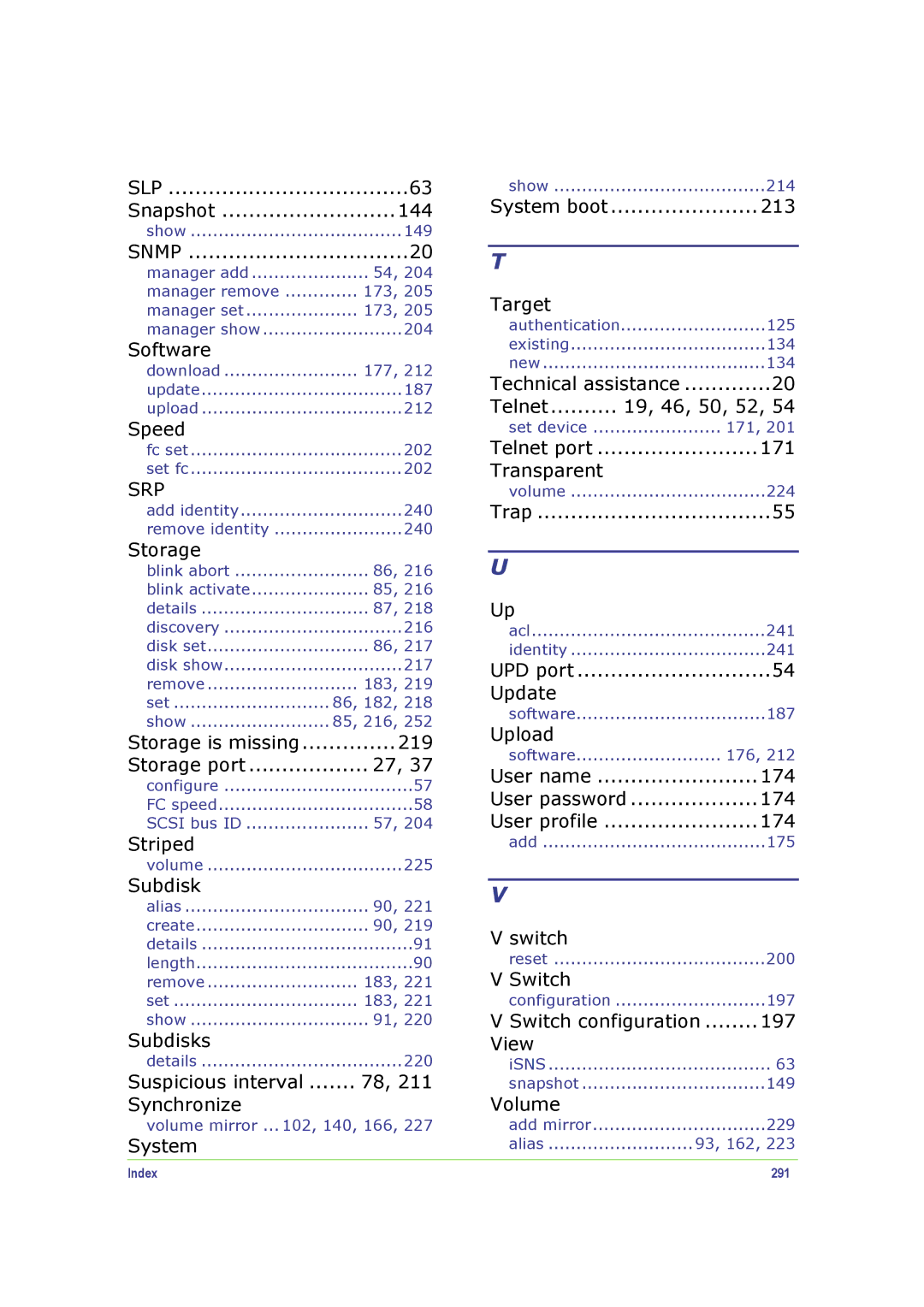 SANRAD V-Switch manual Srp, Index 291 