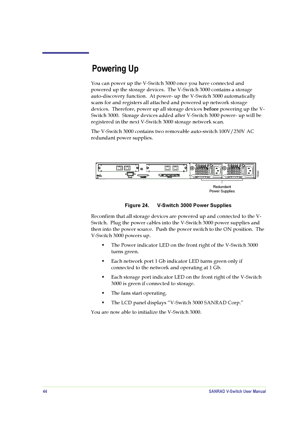 SANRAD V-Switch manual Switch 3000 Power Supplies 