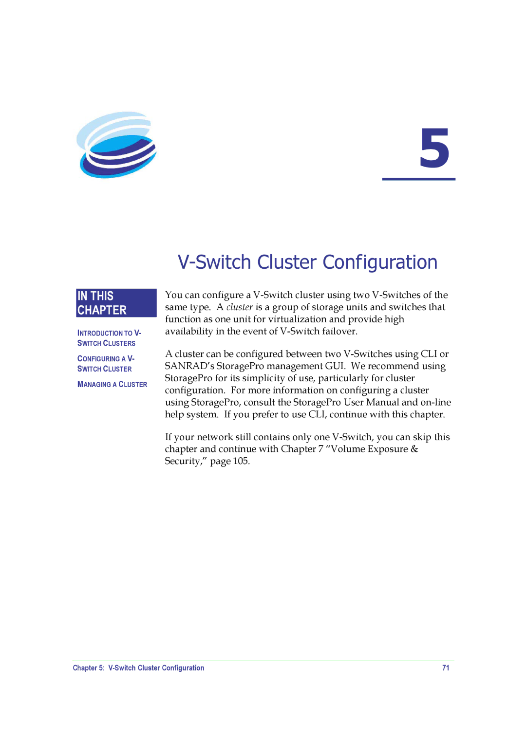 SANRAD V-Switch manual Switch Cluster Configuration 