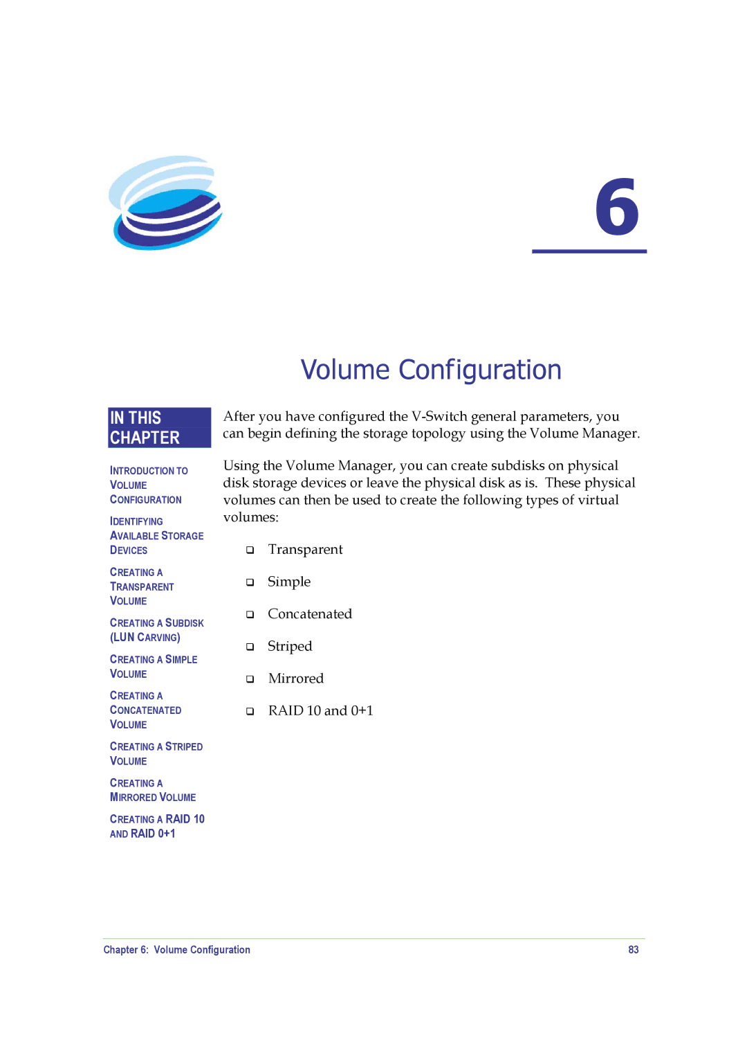 SANRAD V-Switch manual LUN Carving, Volume Configuration 