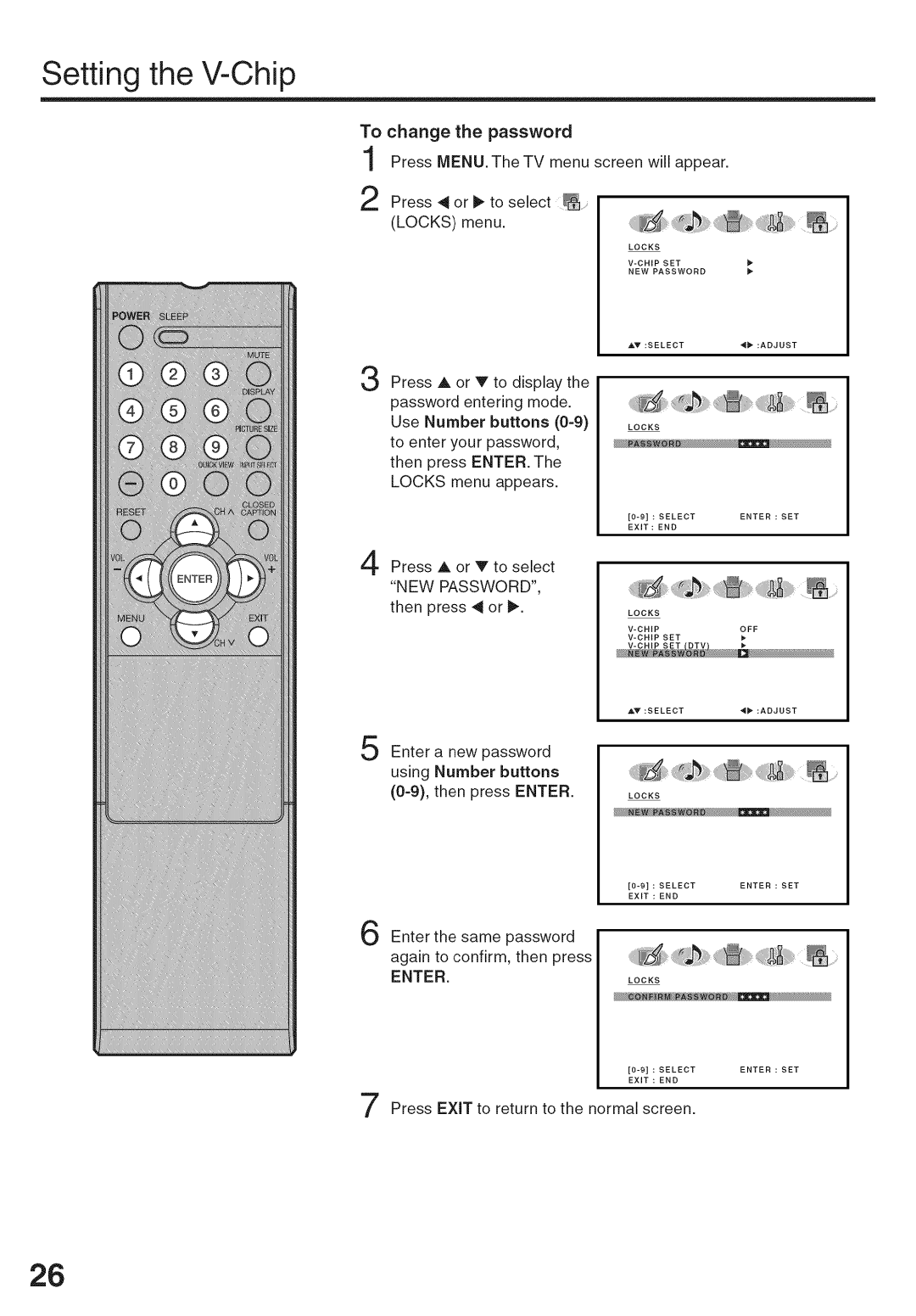 Sansui HDLCD-3700 owner manual Setting the V-Chip 