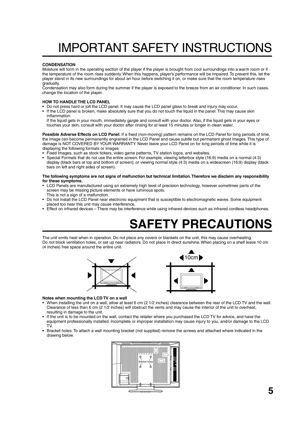 Sansui HDLCD2600 owner manual Safety Precautions 