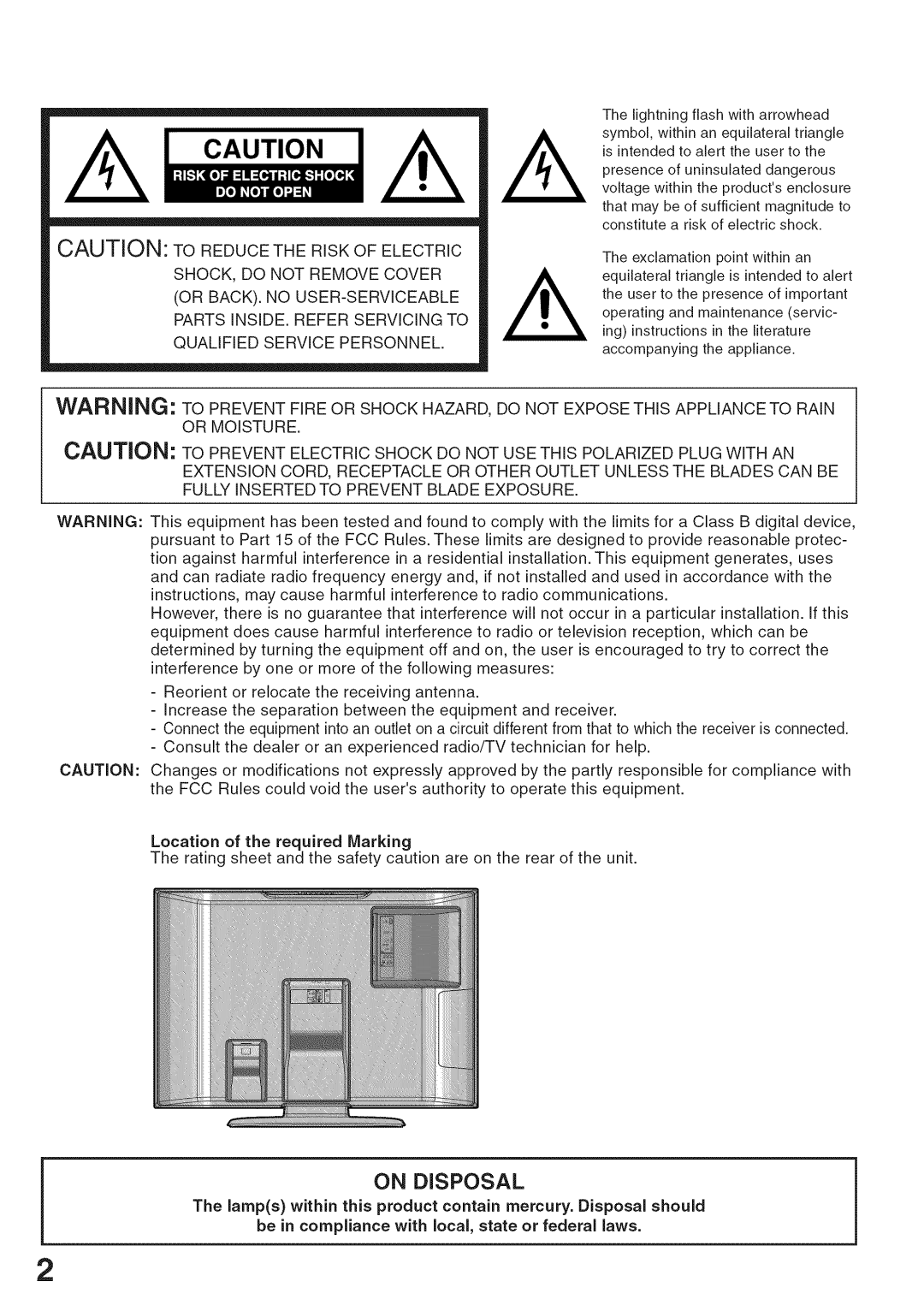 Sansui HDLCD3200A owner manual On Disposal 