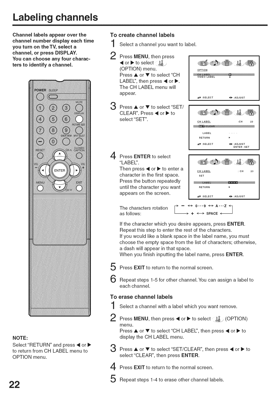 Sansui HDLCD3200A owner manual Labeling channels 