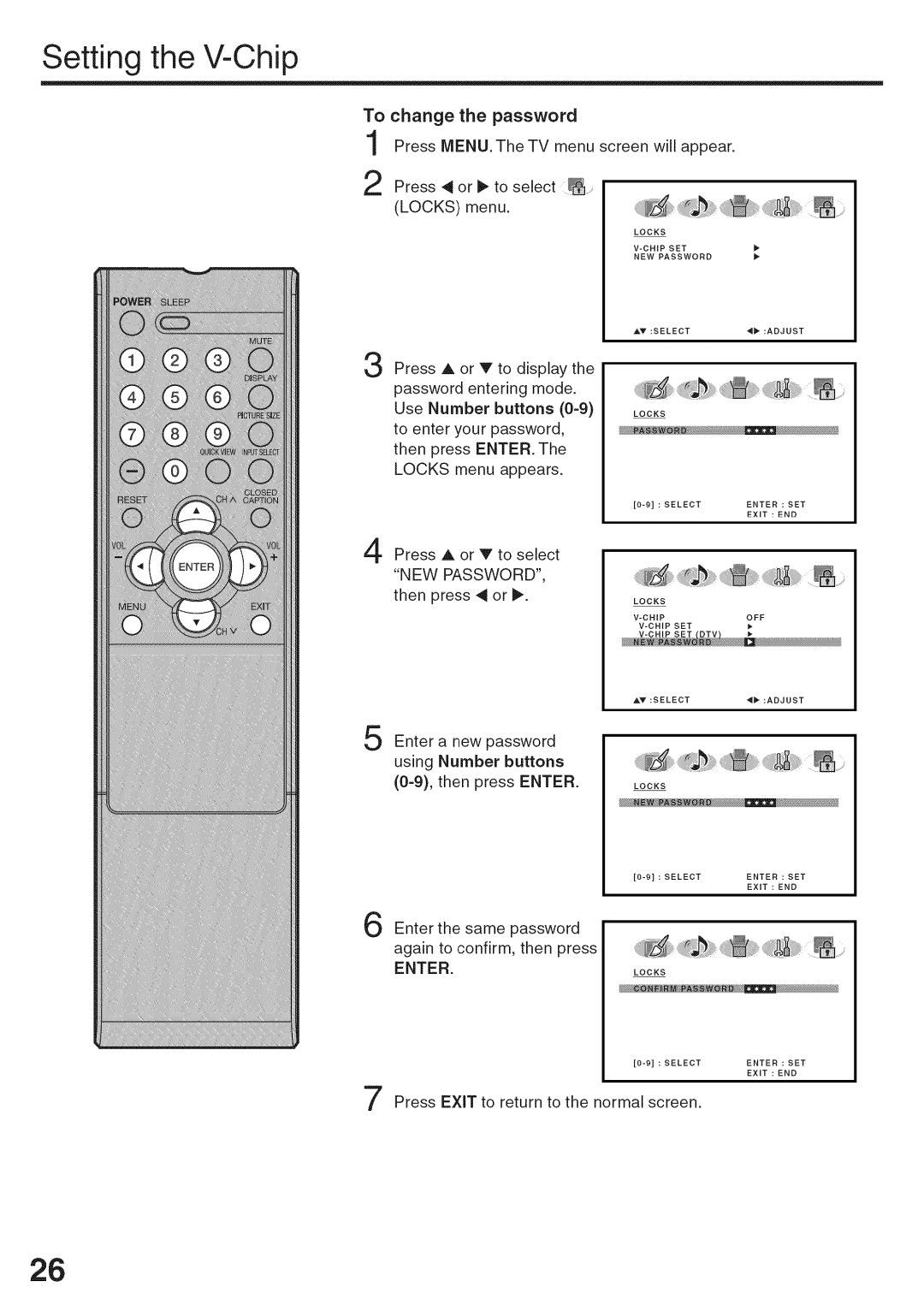 Sansui HDLCD3200A owner manual Setting the V-Chip 