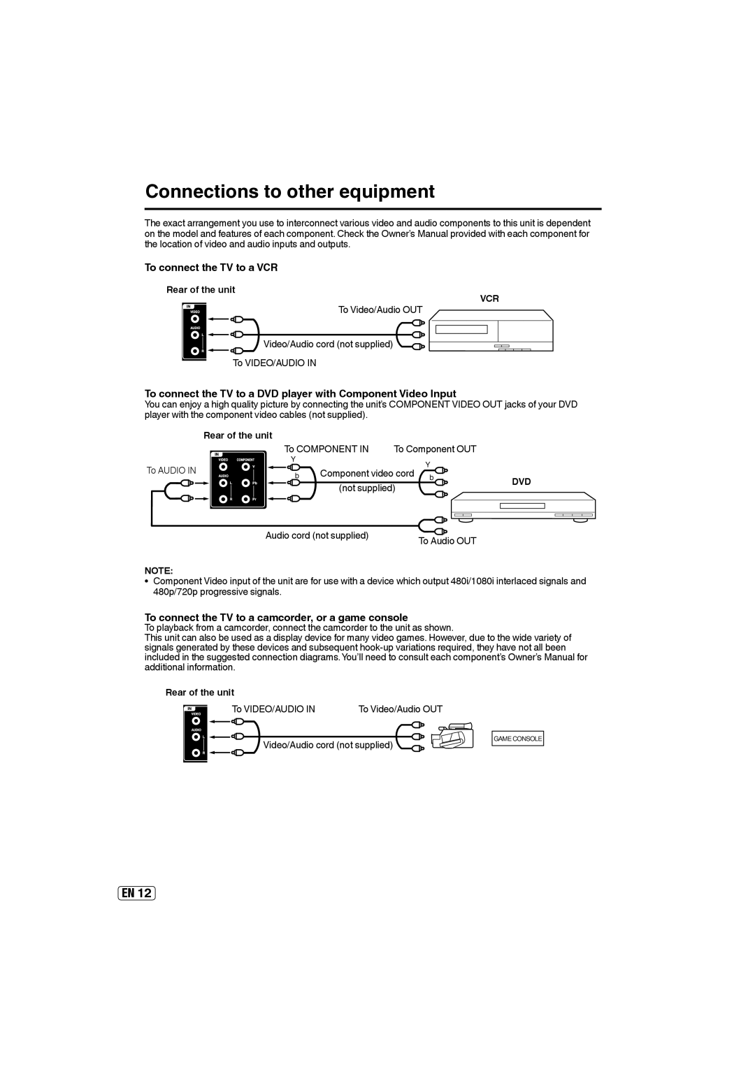 Sansui HDLCD4060 owner manual Connections to other equipment, To connect the TV to a VCR, Vcr, Dvd 