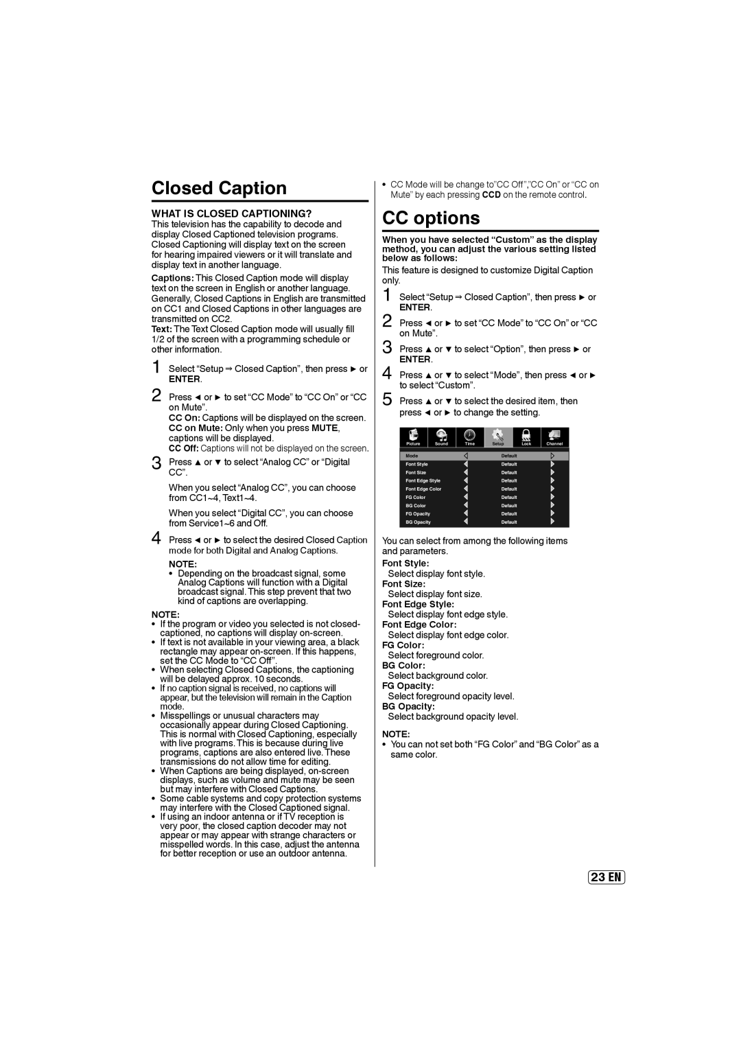 Sansui HDLCD4060 owner manual Closed Caption, CC options 