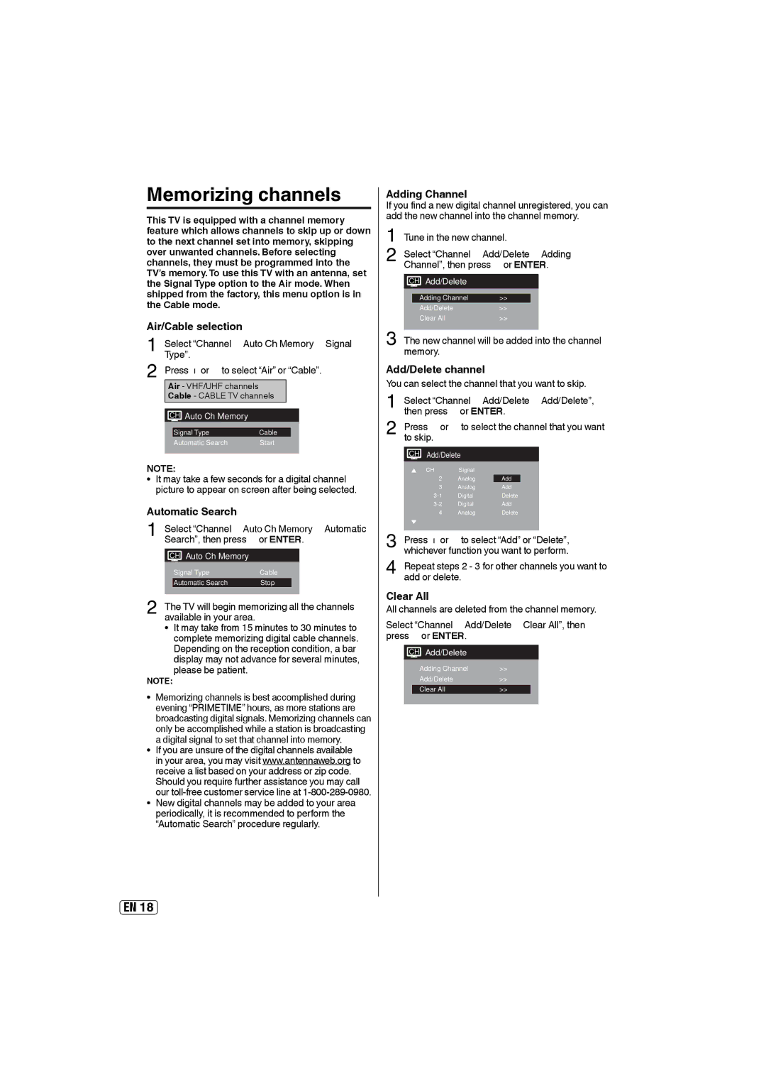 Sansui HDLCD5050A owner manual Memorizing channels 