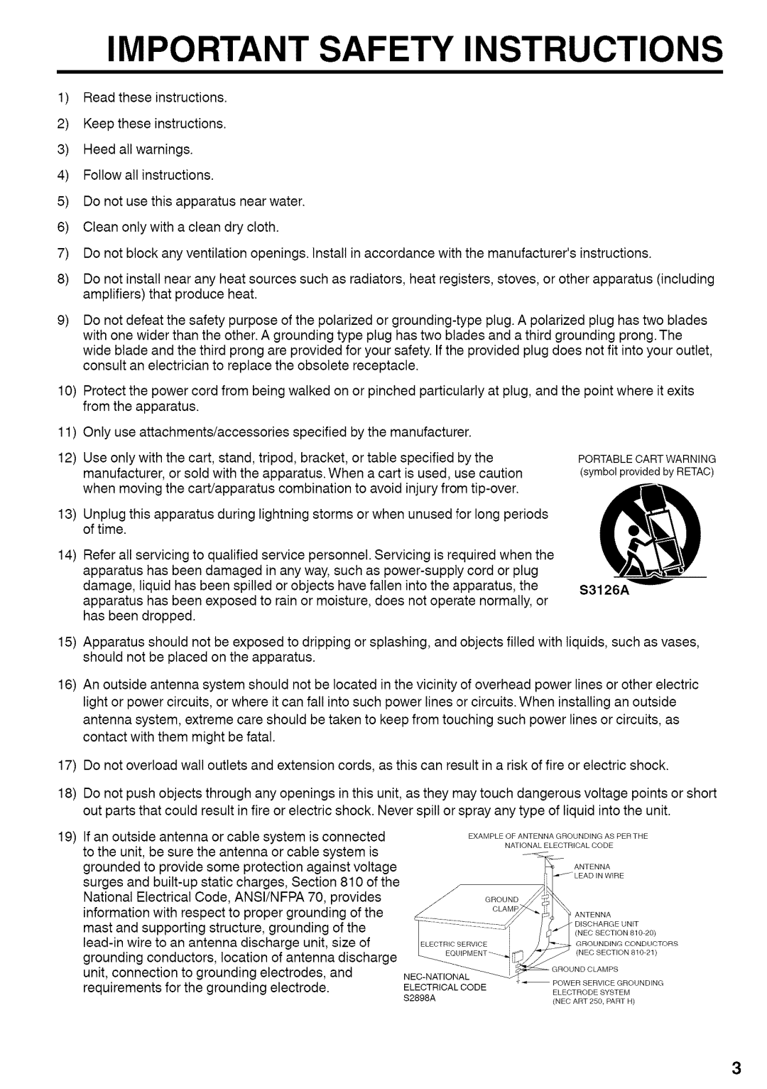 Sansui HDLCDVD220 owner manual Important Safety Instructions 