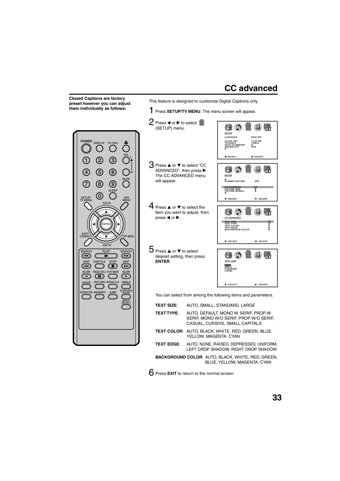 Sansui HDLCDVD325 owner manual CC advanced 