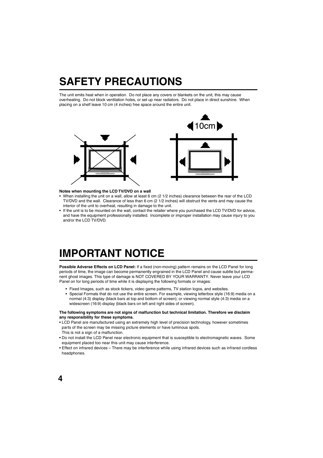 Sansui HDLCDVD325 owner manual Important Notice 