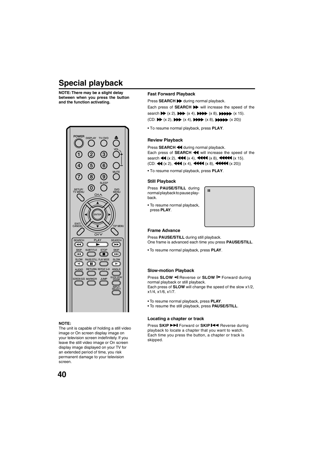 Sansui HDLCDVD325 owner manual Special playback 