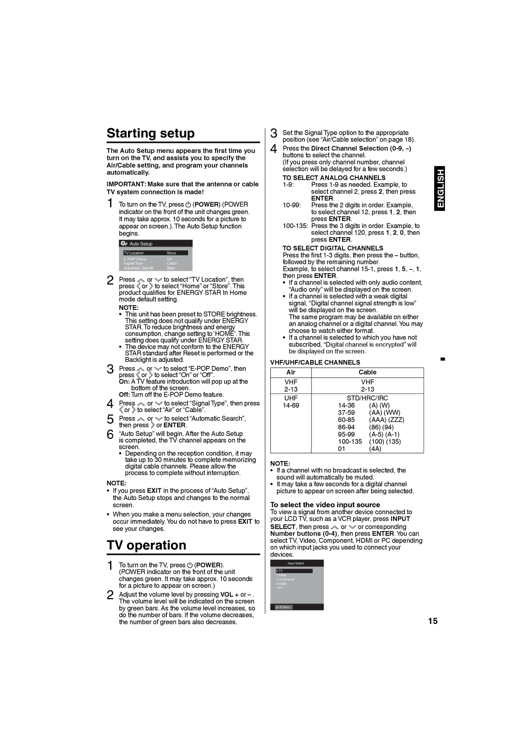 Sansui SLED1953W owner manual TV operation, To select the video input source 