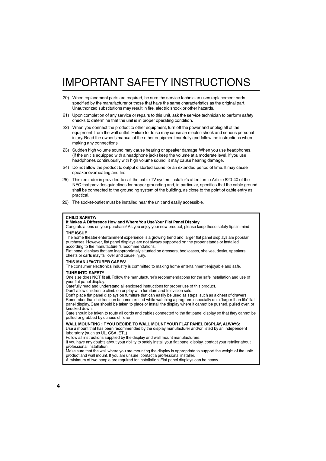 Sansui SLED1980 owner manual Child Safety, Issue, This Manufacturer Cares, Tune Into Safety 