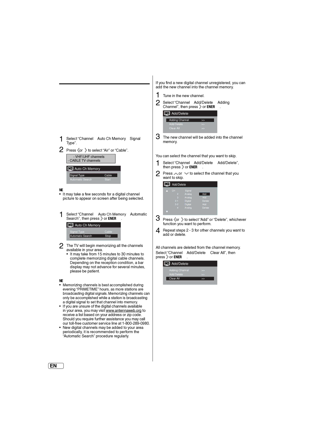 Sansui SLED2237 owner manual Memorizing channels 