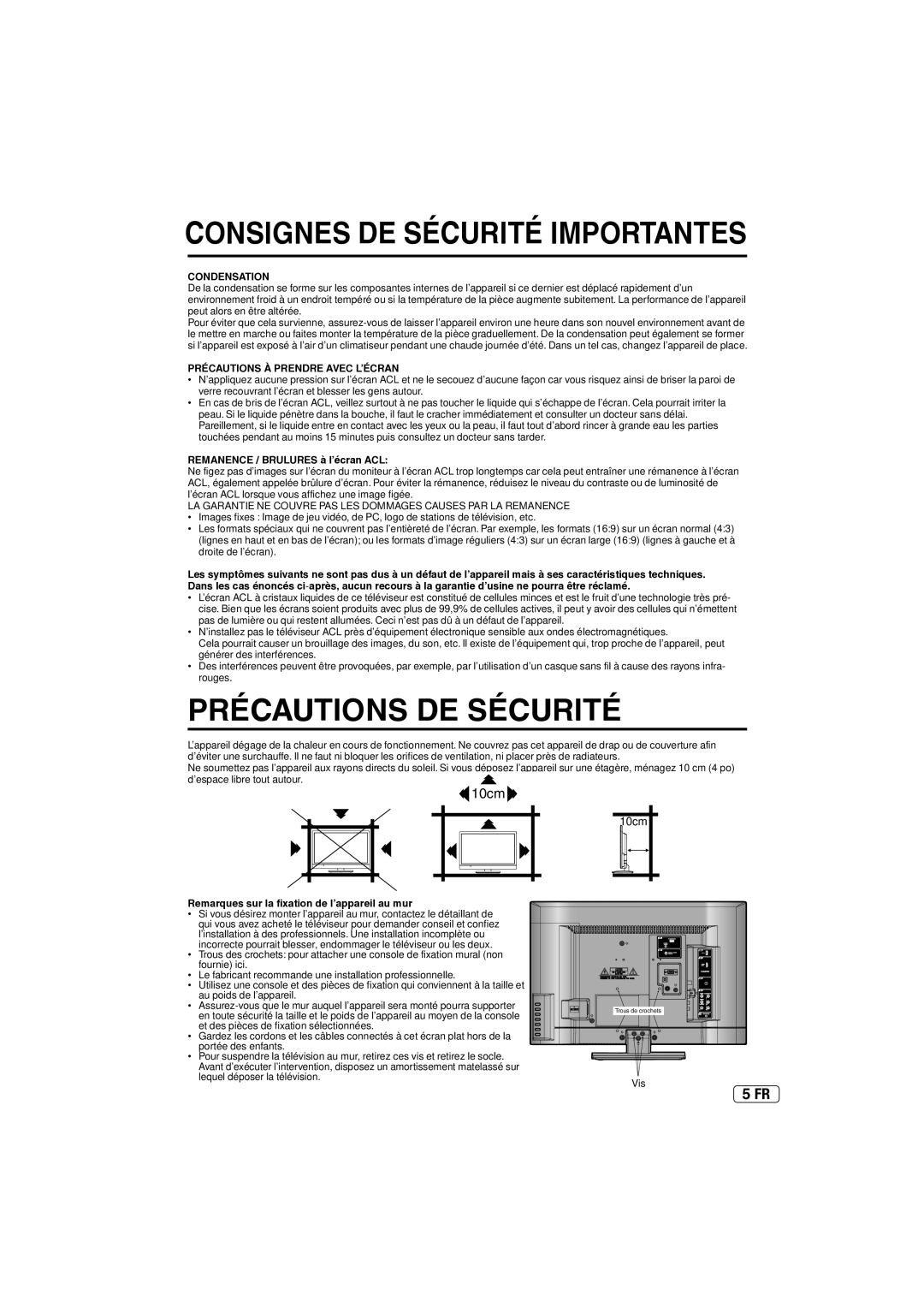 Sansui SLED2237 owner manual Précautions DE Sécurité 