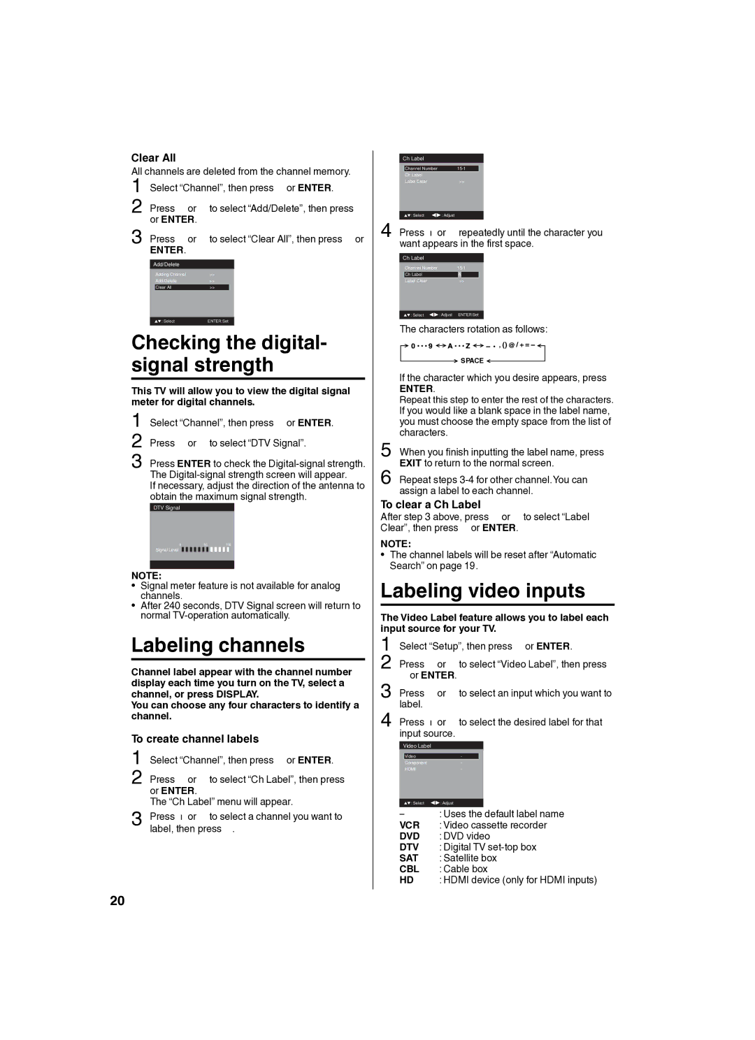 Sansui SLED2280 owner manual To create channel labels 