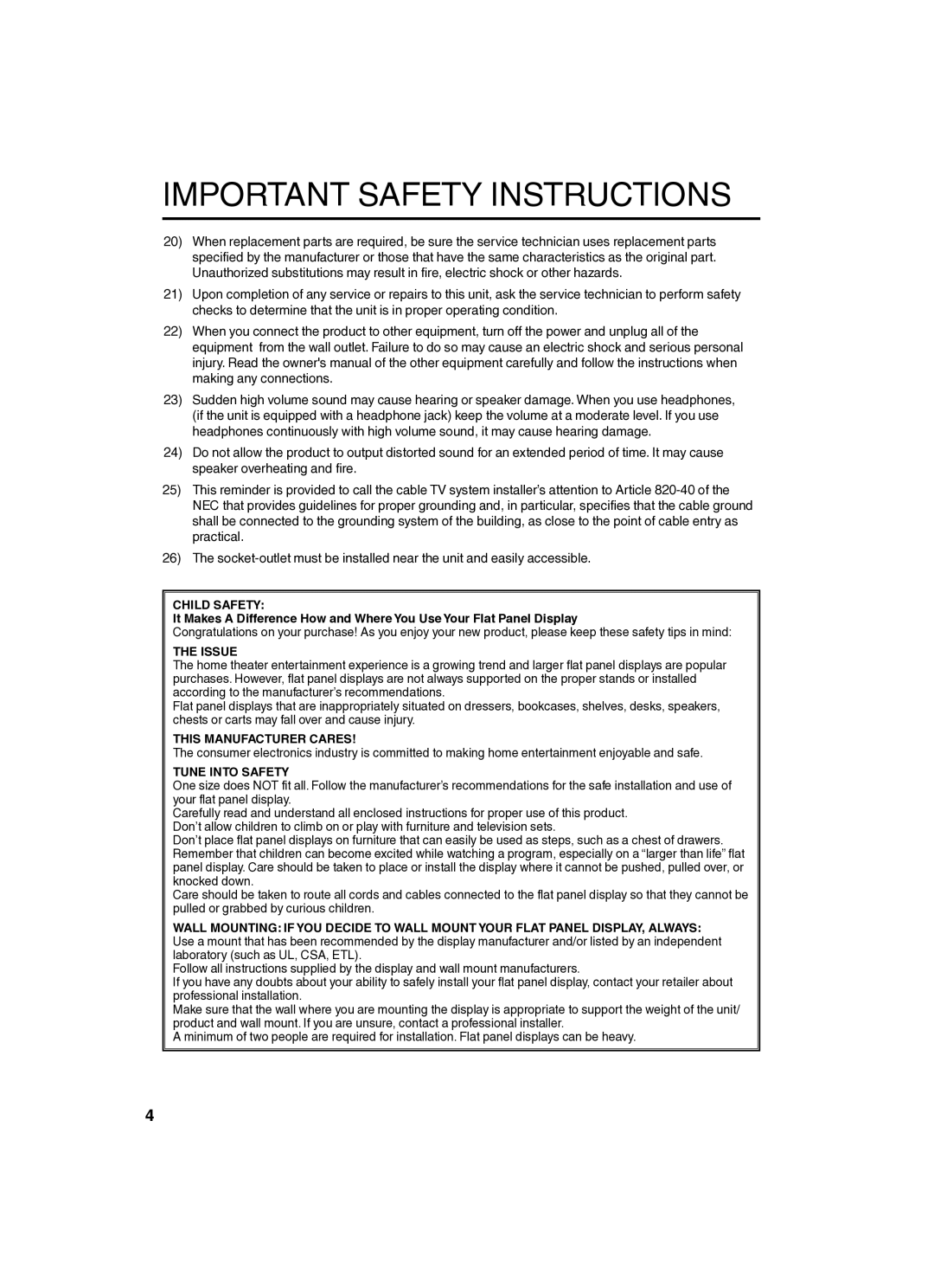 Sansui SLED2280 owner manual Child Safety, Issue, This Manufacturer Cares, Tune Into Safety 