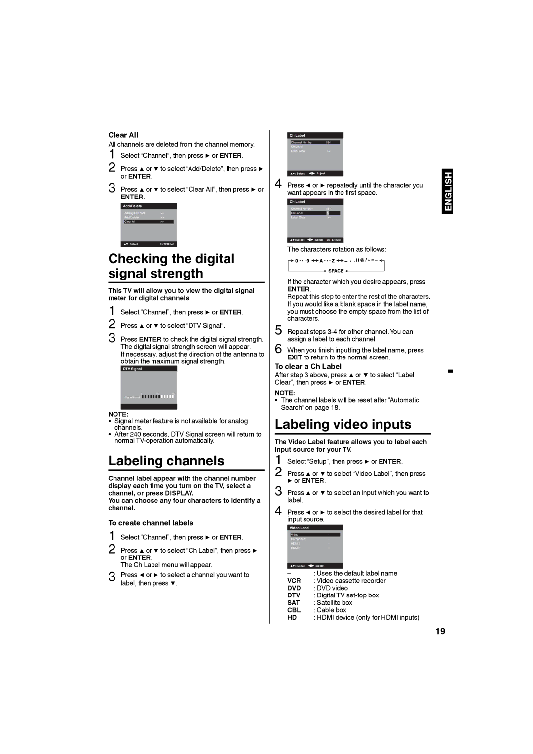 Sansui SLED2480, SLED2280A owner manual To create channel labels 