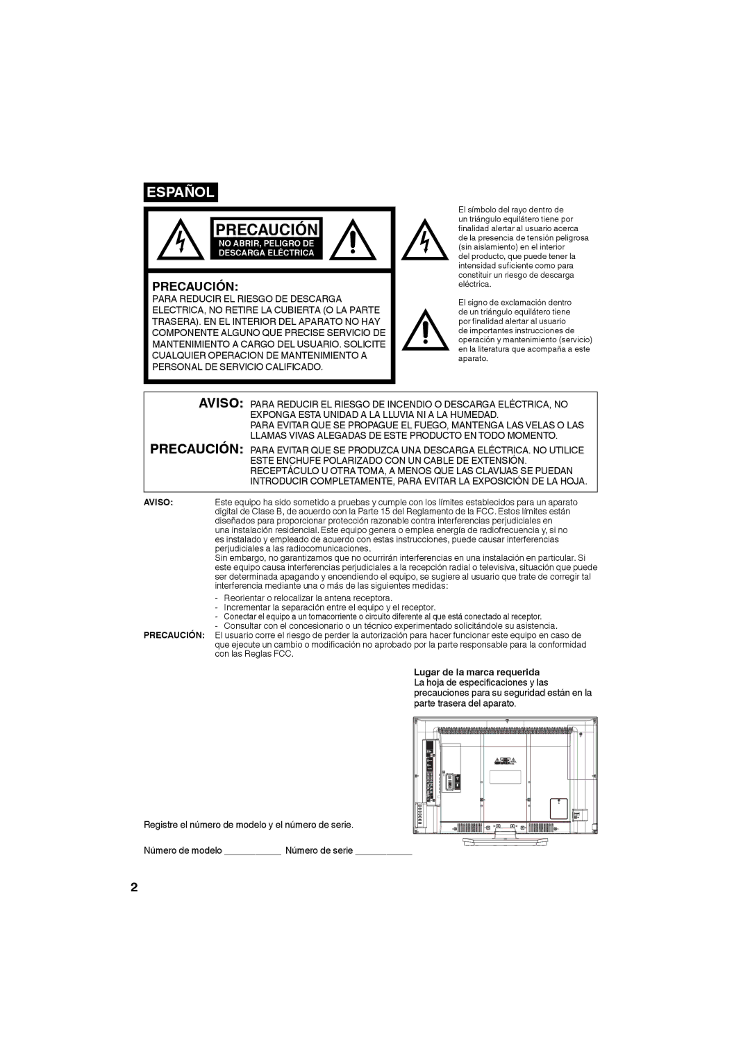 Sansui SLED3228 owner manual Precaución 