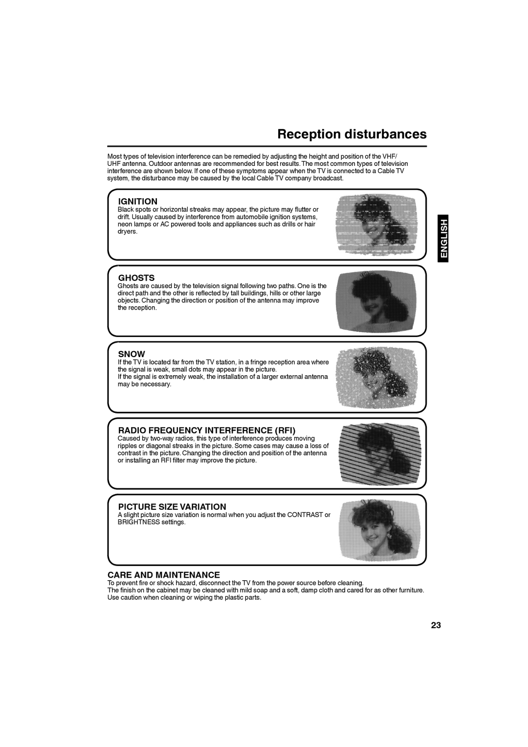 Sansui SLED3228 owner manual Reception disturbances, Ignition 