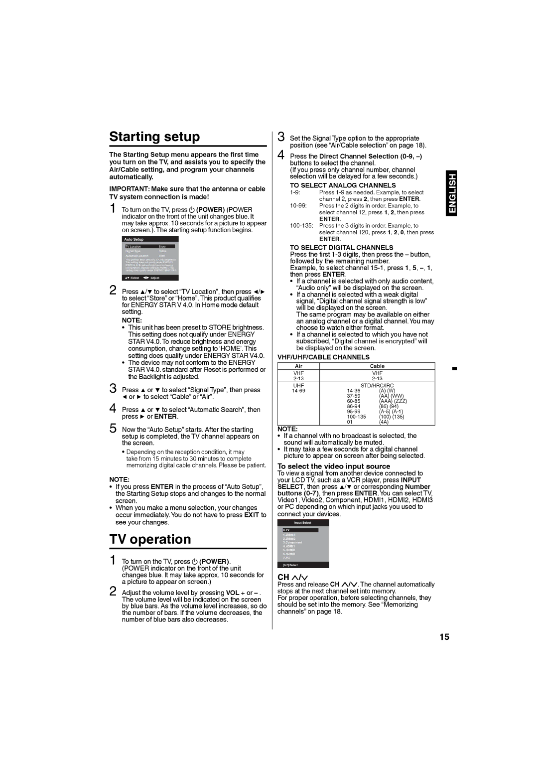 Sansui SLED3280 owner manual To select the video input source, Power, To Select Analog Channels, To Select Digital Channels 