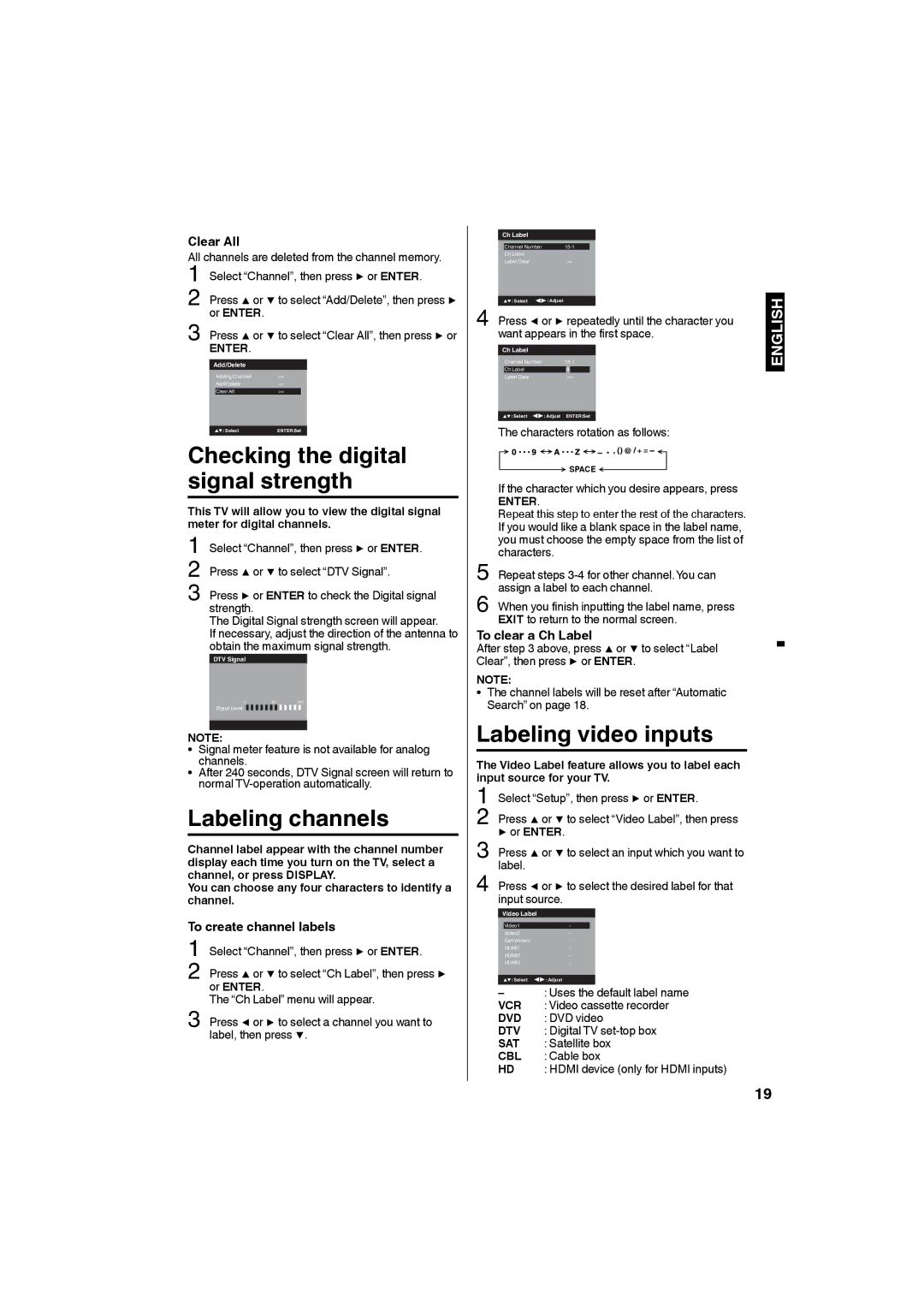 Sansui SLED3280 owner manual To create channel labels 