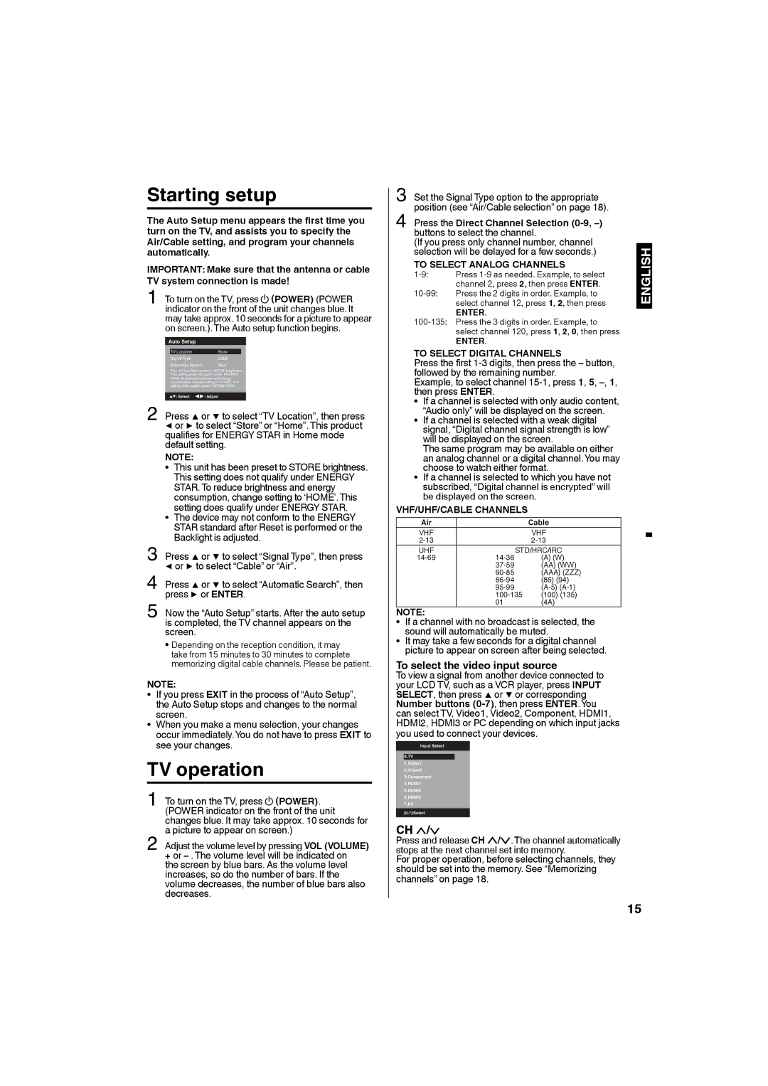 Sansui SLED4680, SLED4280 owner manual TV operation, To select the video input source 