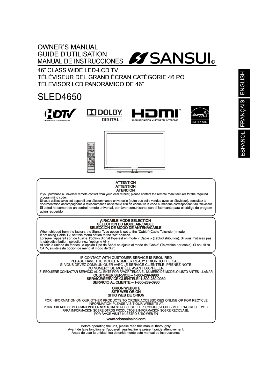 Sansui SLED4650 manual 